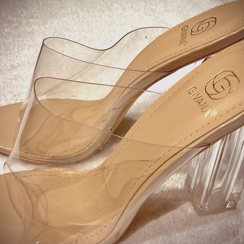 Clear Chunky Block Heeled Sandal